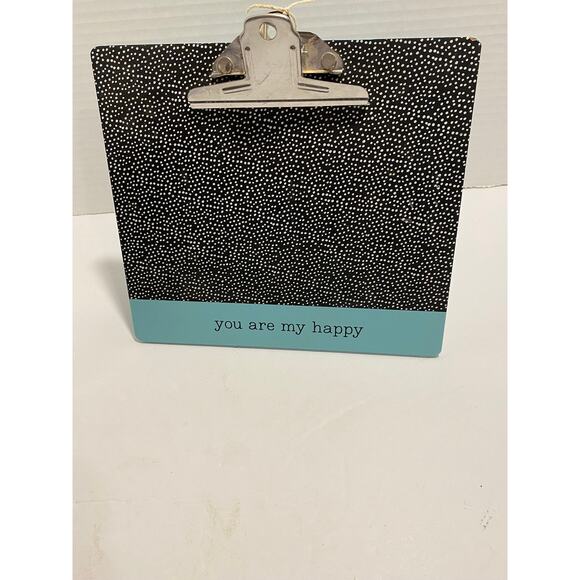 You Are My Happy Whimisical Photo Clip Board, Wooden, Blue & Black w White Spots - Picture 1 of 8